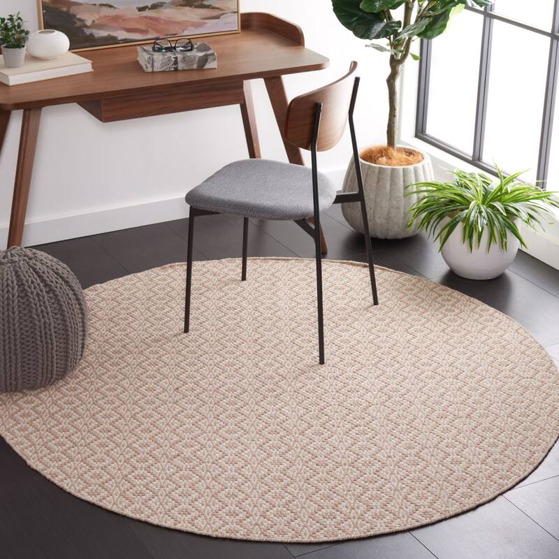 SAFAVIEH Handmade Flatweave Montauk Anky Casual Cotton Rug - 6' Round - Ivory/Beige