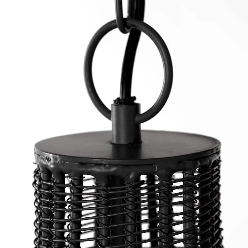 Camila Large Black Metal Mesh-Style Four Bulb Chandelier - 40"W x 40"D x 31"H