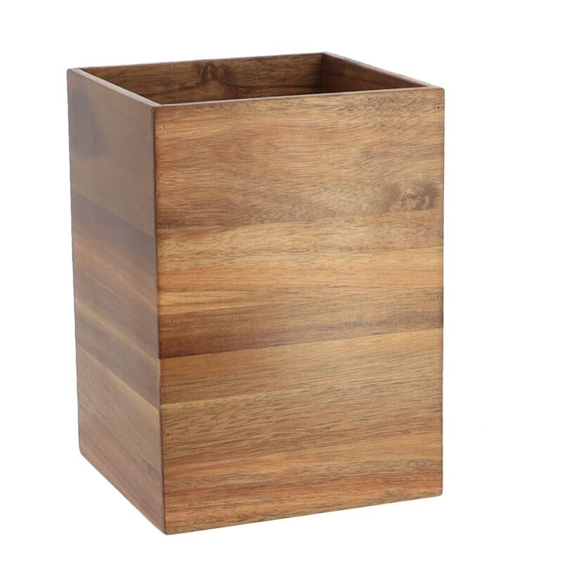 Acacia Wood Bathroom Accessory Set Collection - Waste Basket Only