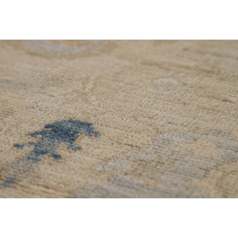 Vegetable Dye Oushak Turkish Rug Handmade Bedroom Beige Wool Carpet - 4'10"x 7'5"