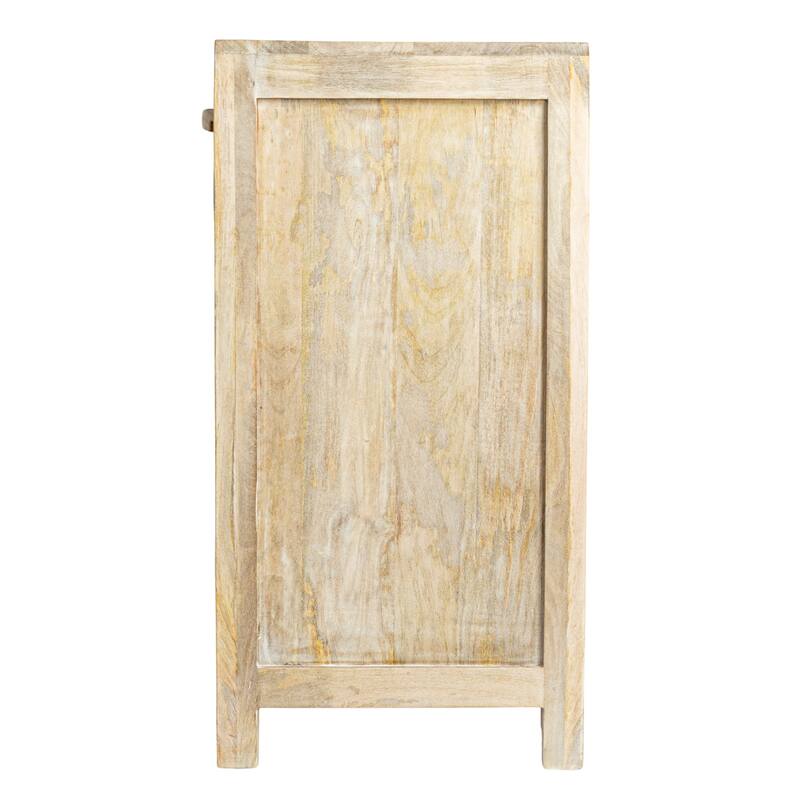Mango Wood and Cane 2-Door Cabinet with 2 Shelves