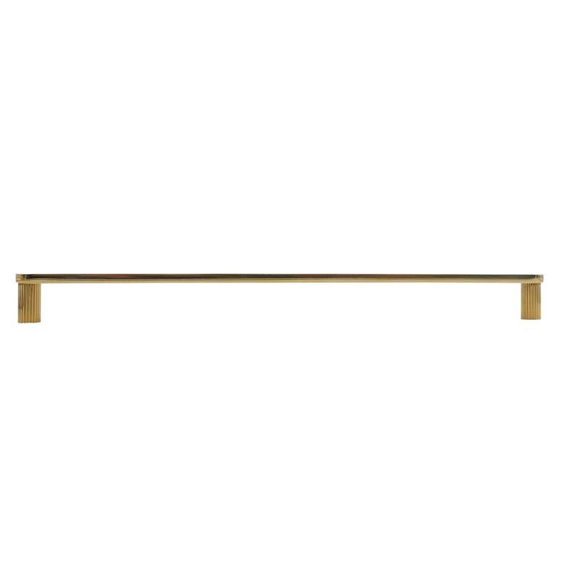 Hapny Home R512 Ribbed 12" Center to Center Solid Metal Luxury - Unlacquered Polished Brass