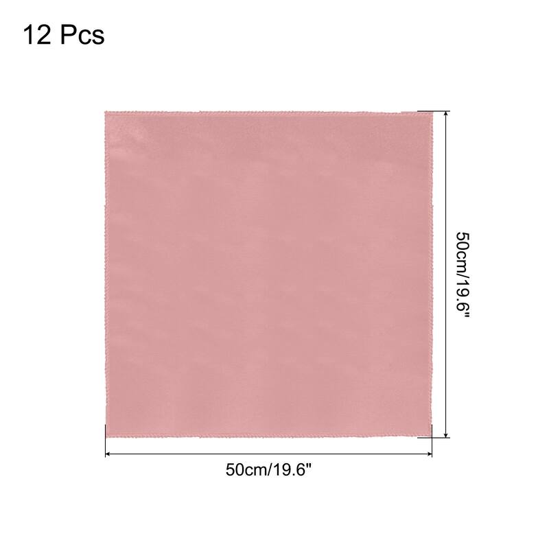 12pcs Satin Table Napkins Polyester Square Bright Table Napkin 20"x20" - Light pink