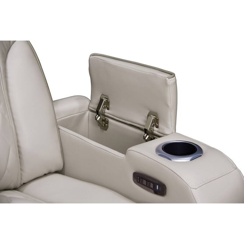 Jazz Leather Aire Power Reclining Living Room Set w/Pwr Headrest, BT Speakers, LED, Wireless Chrg Drop Tbl, USB, Strg & Cuphldrs