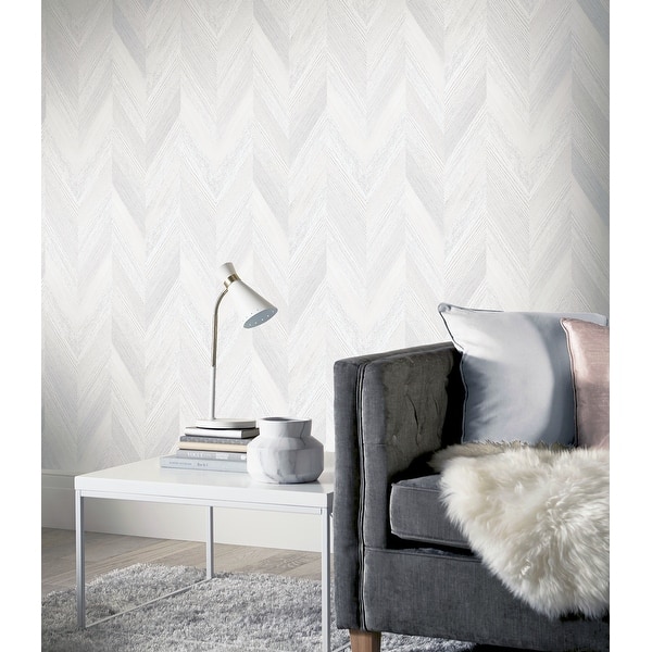  Sq. ft. Chevron Wood Neutral Peel and Stick Wallpaper - On Sale -  Overstock - 33911991