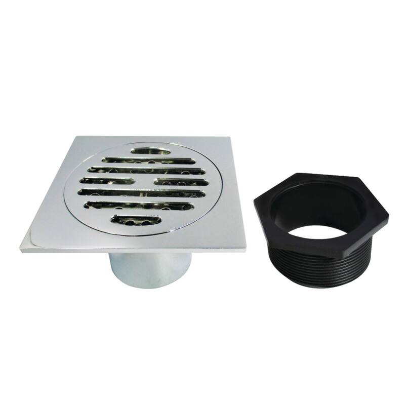 Watercourse Symmetric 4" Square Grid Shower Drain - Polished Chrome