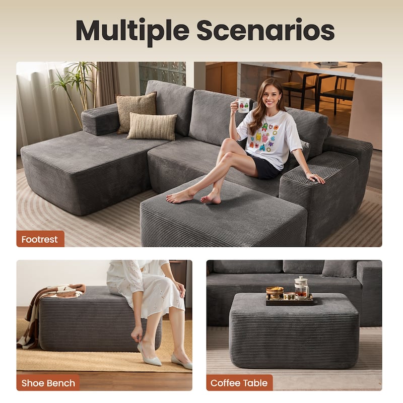 ​​OVIOS Lazy Chaise Lounge Sofa with Ottoman​