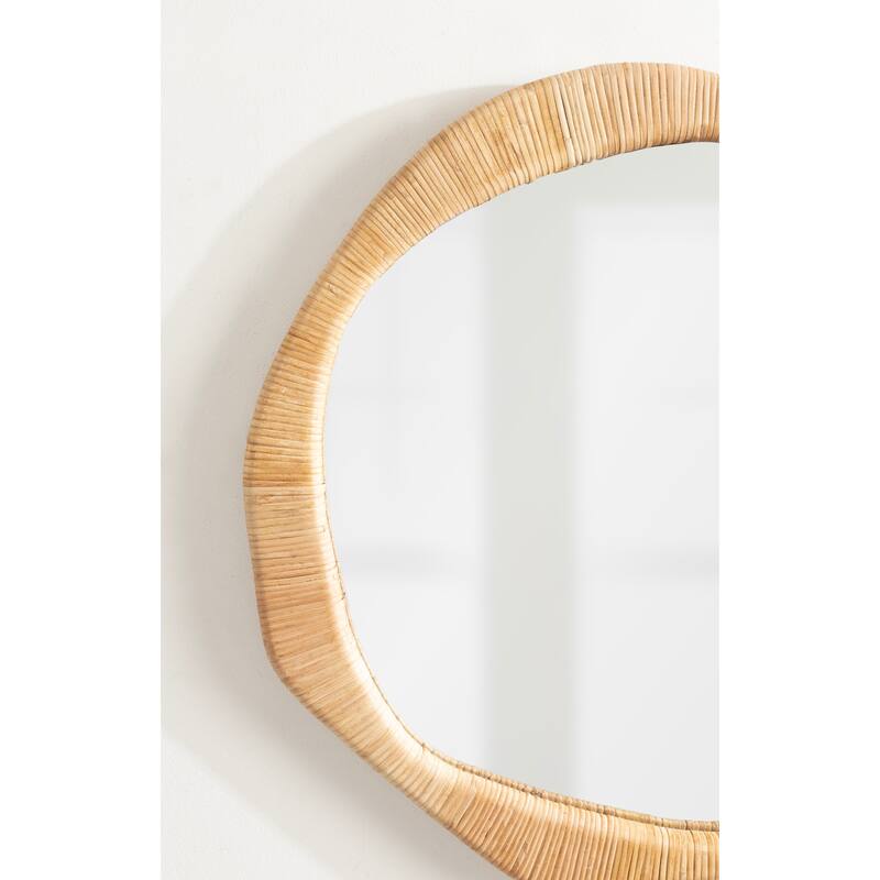 Kate and Laurel Rahfy Rattan Irregular Round Wall Mirror - 26x26