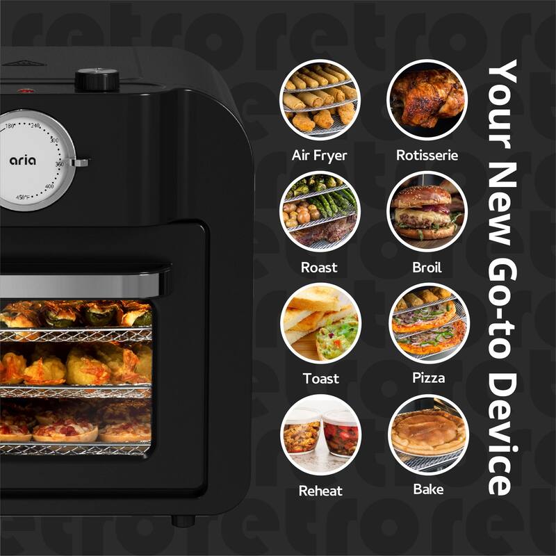 Aria 16QT Retro Air Fryer Toaster Oven