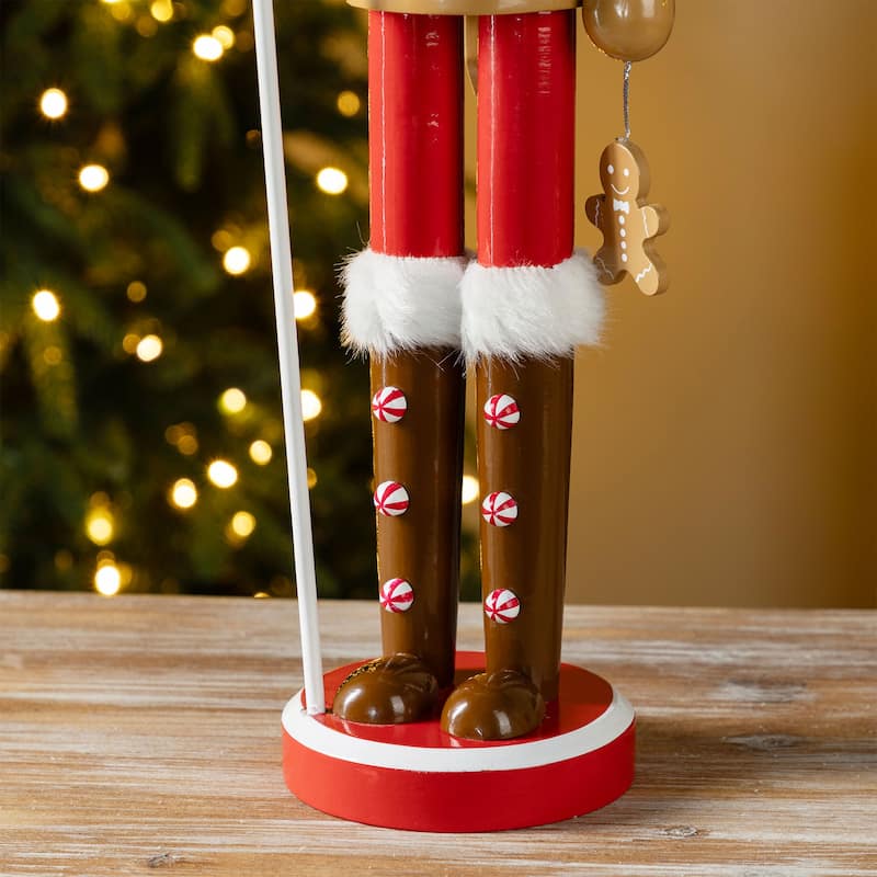 Glitzhome 24"H Wooden Christmas Gingerbread Man or Elf Dog Nutcracker
