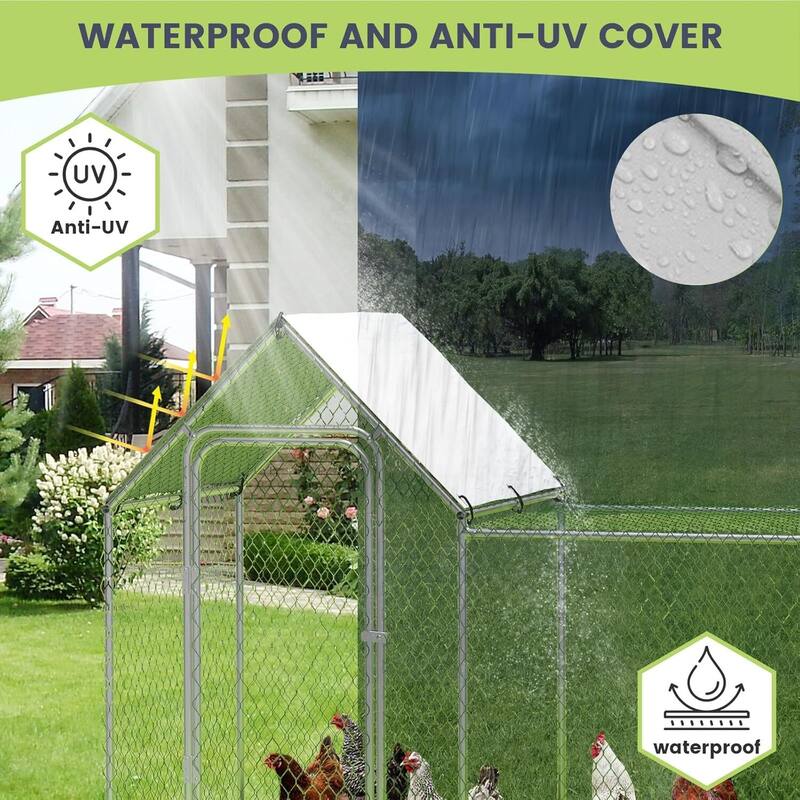 Upgrade Metal Chicken Coop Run, Waterproof and Anti-Uv