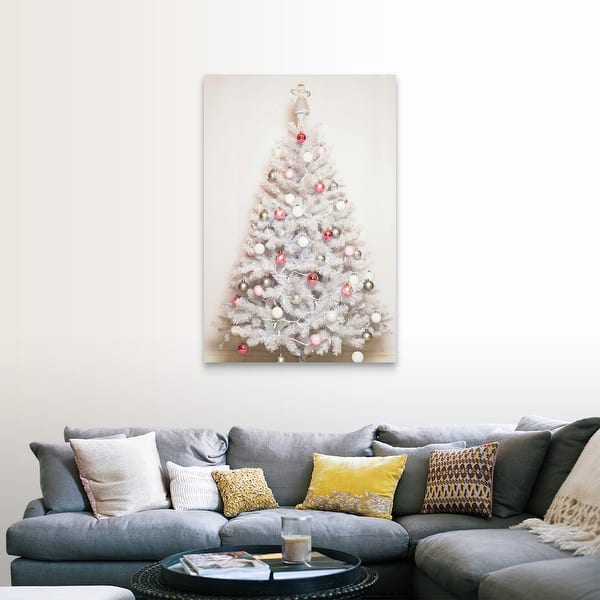 White Christmas tree with baubles and angel on top" Canvas Wall Art -  Overstock - 21006726
