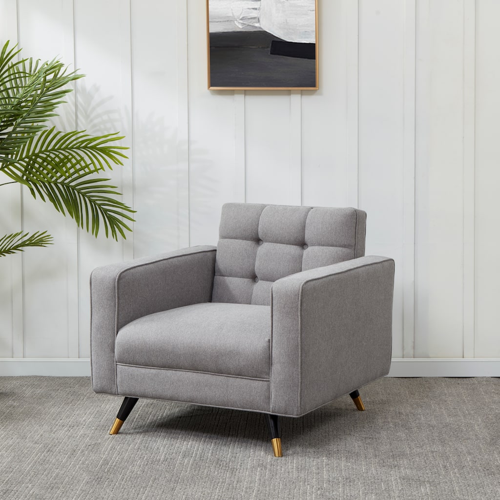SAFAVIEH Couture Annuska Tufted Back Accent Chair - 33 In W x 33 In D x 30 In H - 33Wx33Dx30H