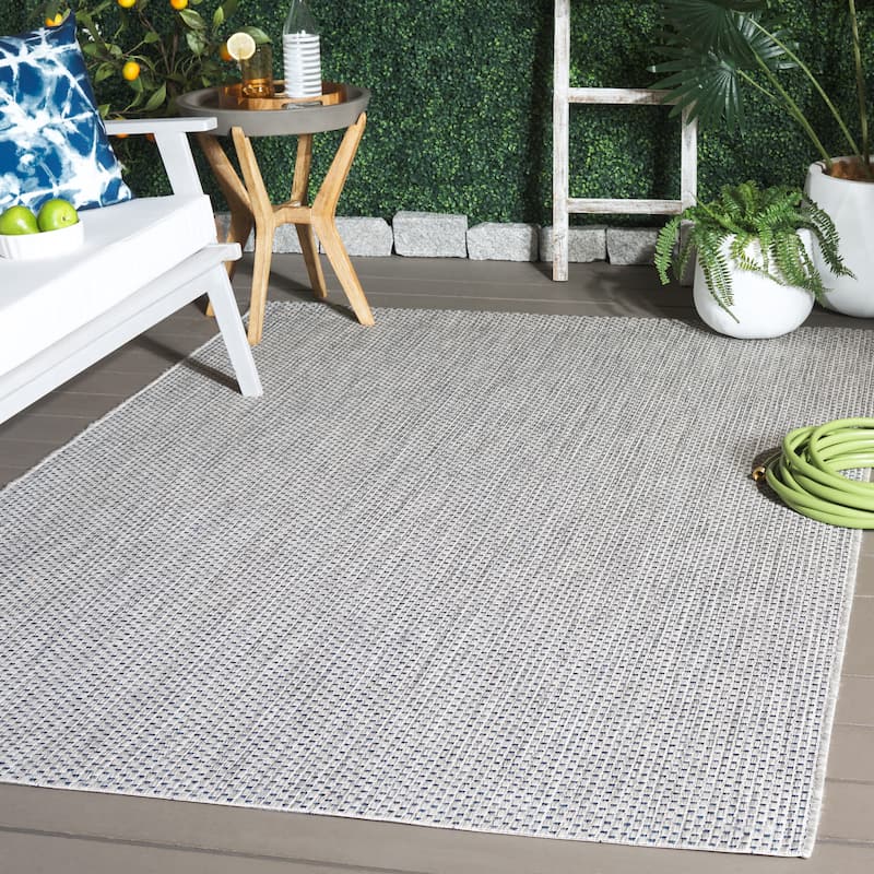 SAFAVIEH Courtyard Begajeta Indoor/Outdoor Waterproof Patio Backyard Rug. - 4' x 5'7" - Grey/Navy