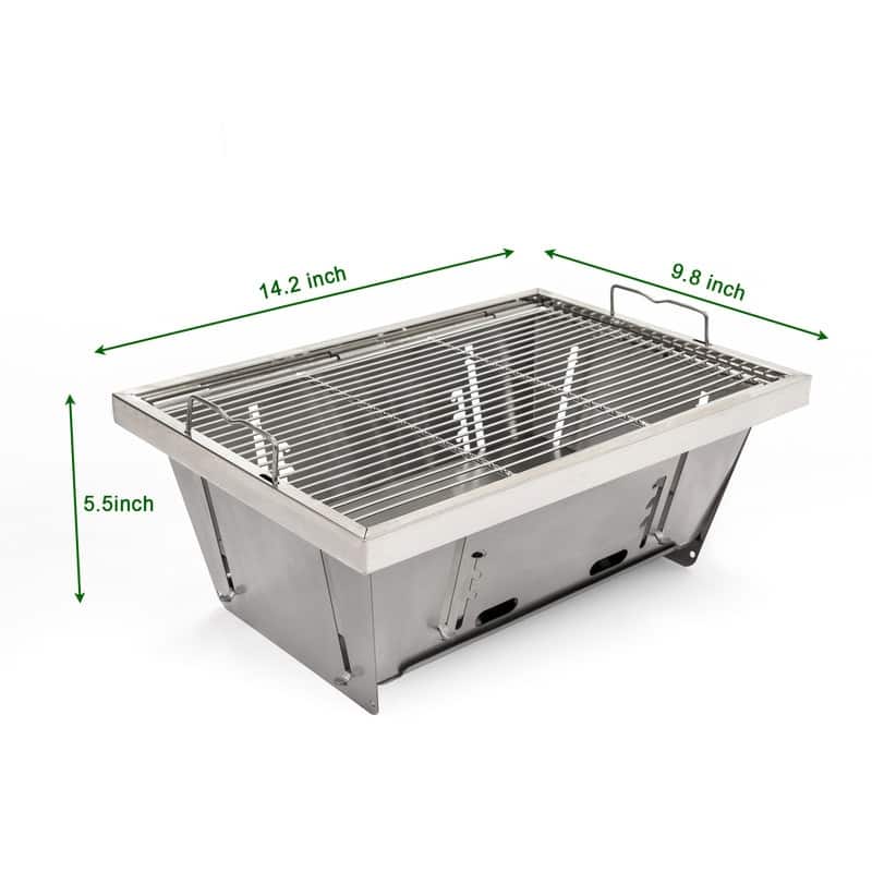 Folded portable BBQ outdoor charcoal barbecue set for picnic patio camping