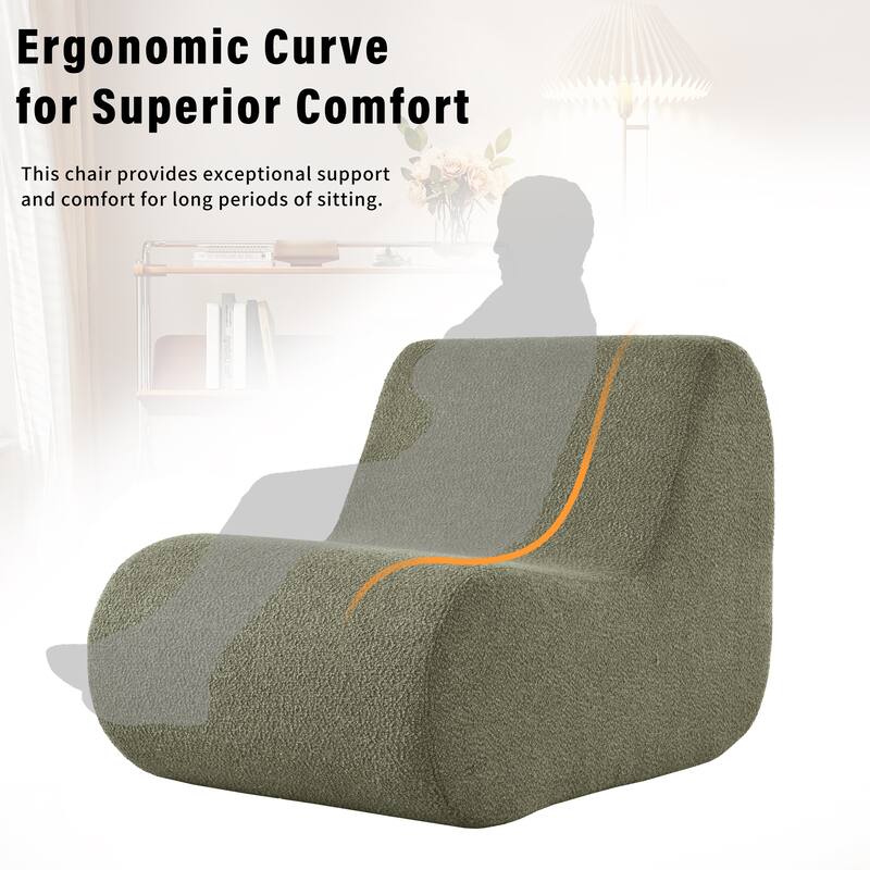 Elegant Accent Chair with Ottoman,Stylish Curved Design and Minimalist Lines for Ultimate Comfort, High-Resilience Foam