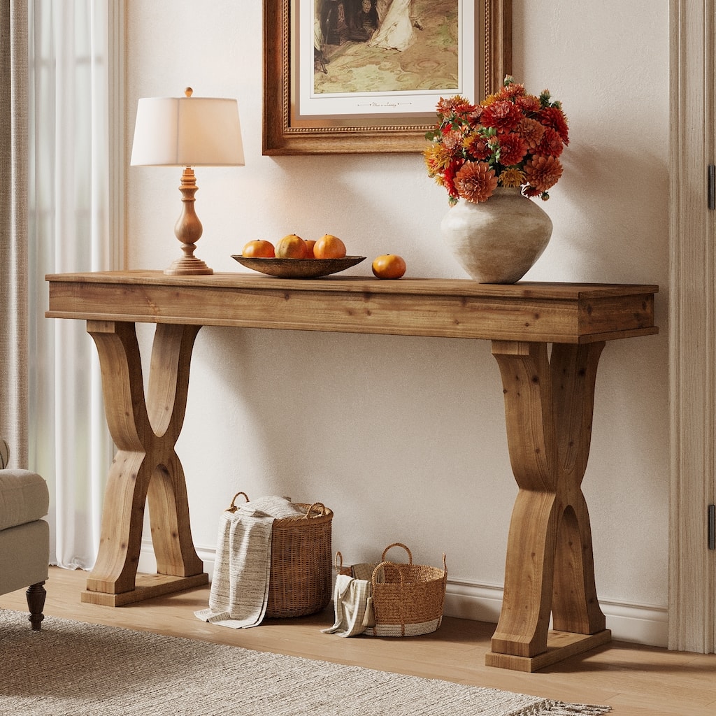 Solid Wood Console Table, Entryway Table, Long Sofa Side Hallway Foyer Table for Living Room