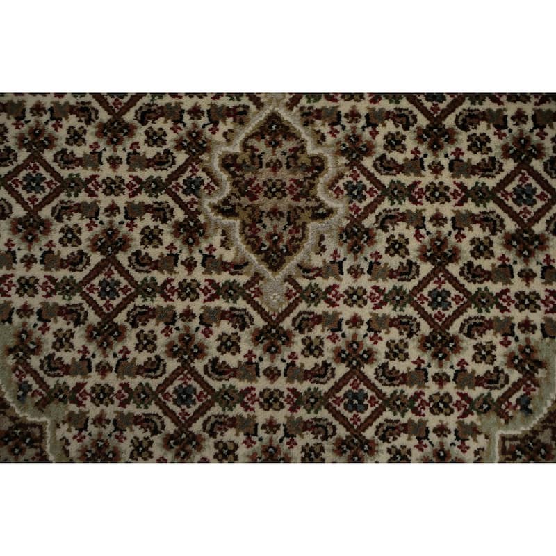 Hand Knotted Oriental 100% Wool Carpet Traditional Medallion Beige & Ivories Tabriz Area Rug - 6' 3'' X 4' 1''