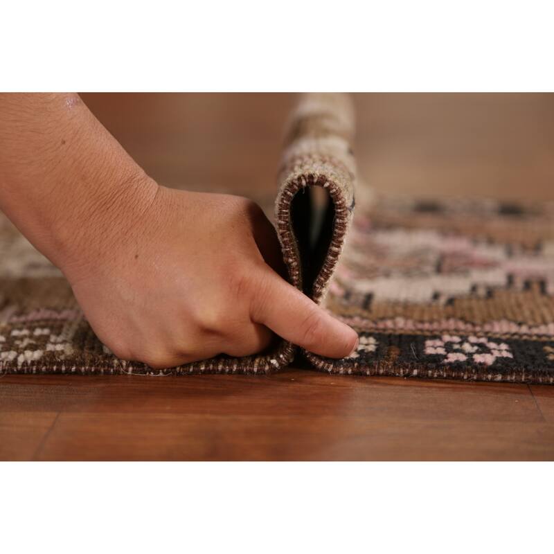 Hand Knotted Oriental 100% Wool Carpet Transitional Tribal Brown Anatolian Area Rug - 2' 8'' X 1' 5''