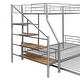 preview thumbnail 9 of 8, Twin Over Full Metal Bunk Bed with Trundle & Storage Staircase, Silver