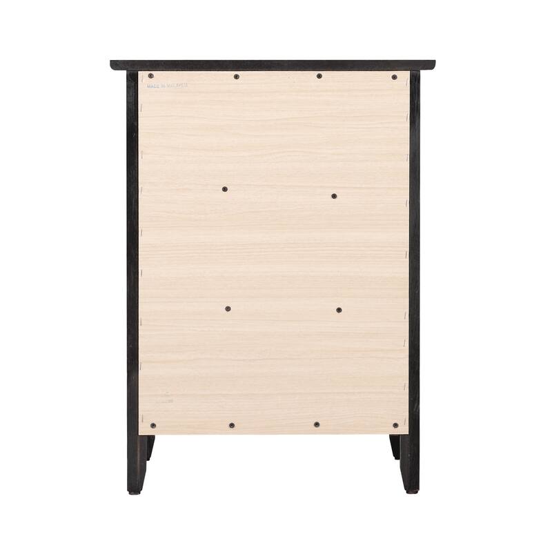 3 Drawer Black Nightstand, 25 Inch Modern Minimalist Bedside Table with Real Wood Veneers