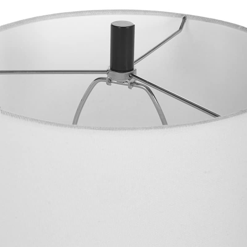 Stacked Marble Buffet Lamp with Petite Drum Shade - 32.5" - Black and White