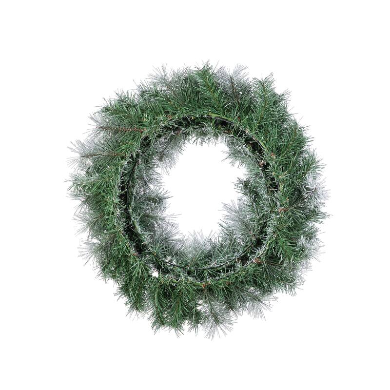 Glitzhome Pre-Lit Snow Flocked White/Greenery Pine Garland & Wreath & Teardrop