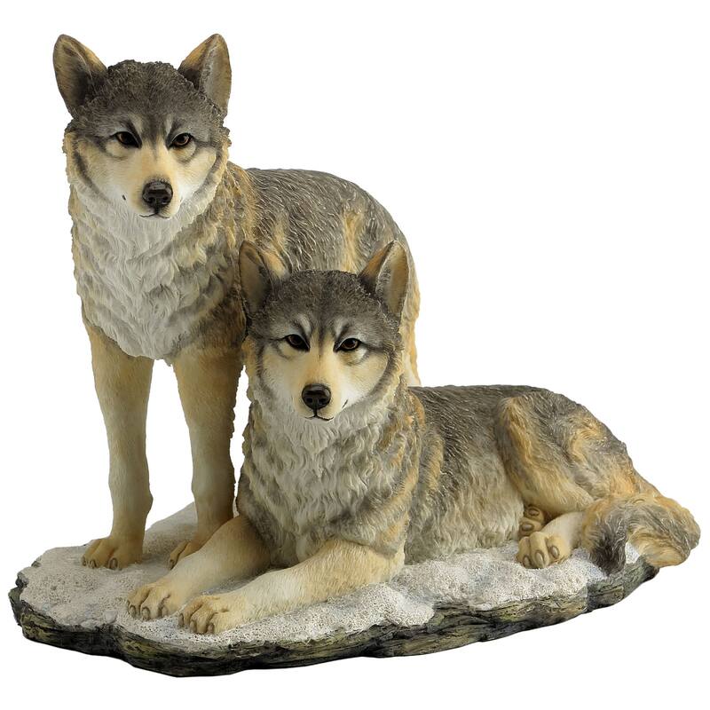 Veronese Design 9.25" L WOLF PACK Multicolor Resin