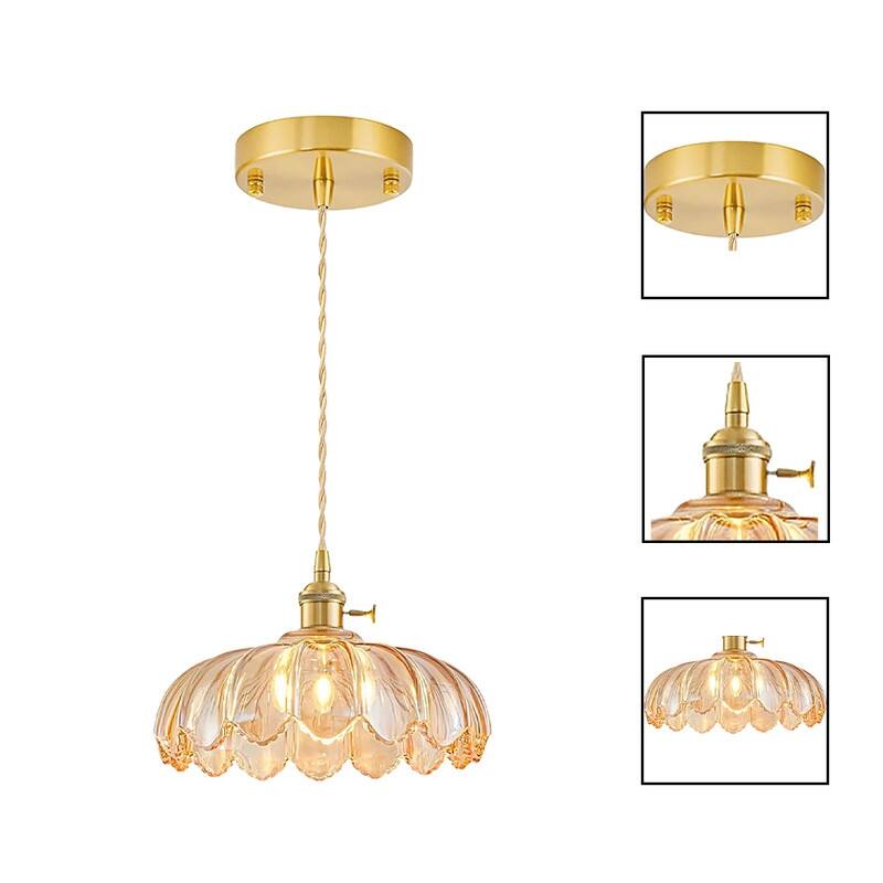 2 Pack light fixtures gold living room glass, metal pendant light