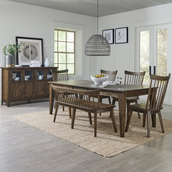 slide 2 of 12, Midland Falls Rustic Brown 6 Piece Rectangular Table Set Rustic Brown