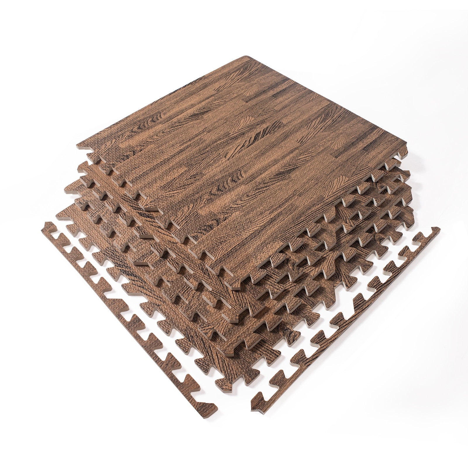 Shatex 24x24x0.4in Gray Wood Grain EVA Interlocking Foam Floor Mat 24 sq ft 6 Tiles White
