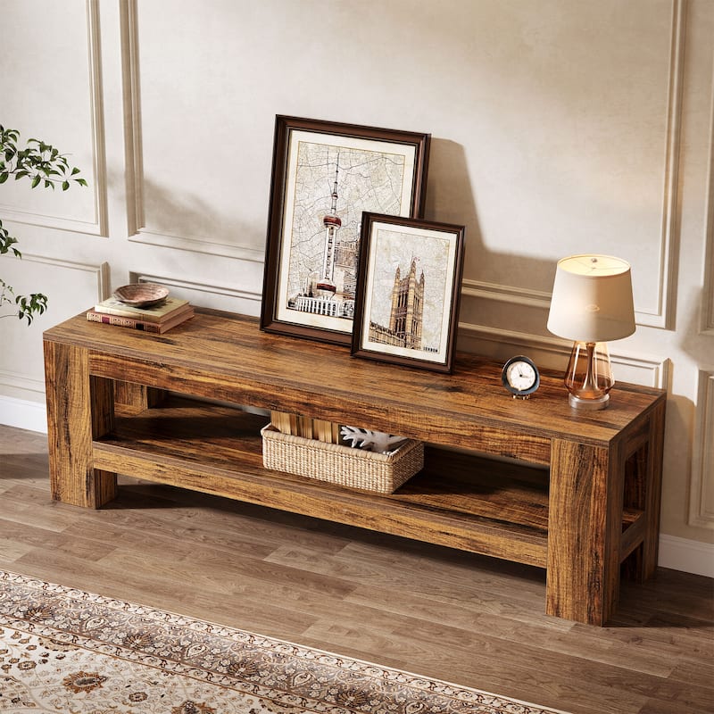 59" TV Stand for 55/60/65/75-Inch TVs, Rustic Media TV Console - n/a