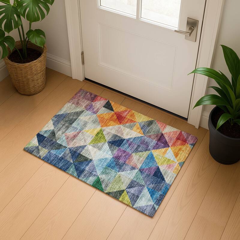 Premium Washable Super Soft Contemporary Mosaic Mayfield Rug - Putty - 1'8" x 2'6"