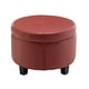 preview thumbnail 10 of 17, Porthos Home Donn Faux Leather Round Storage Ottoman with Rubberwood Legs Brown