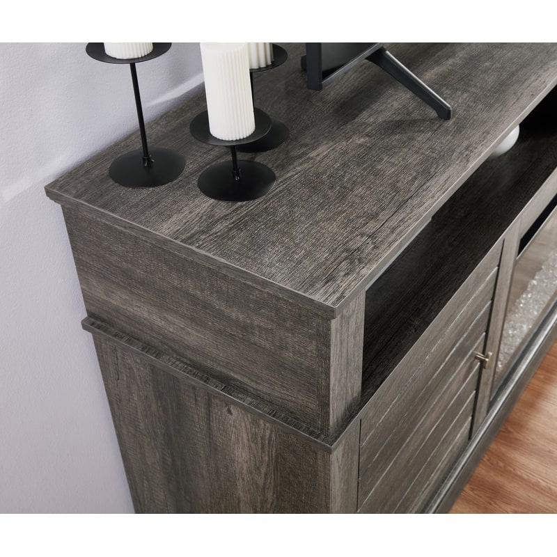 Lucifer 70" Wide White Walnut Finish TV Stand Console with Fireplace and Heater