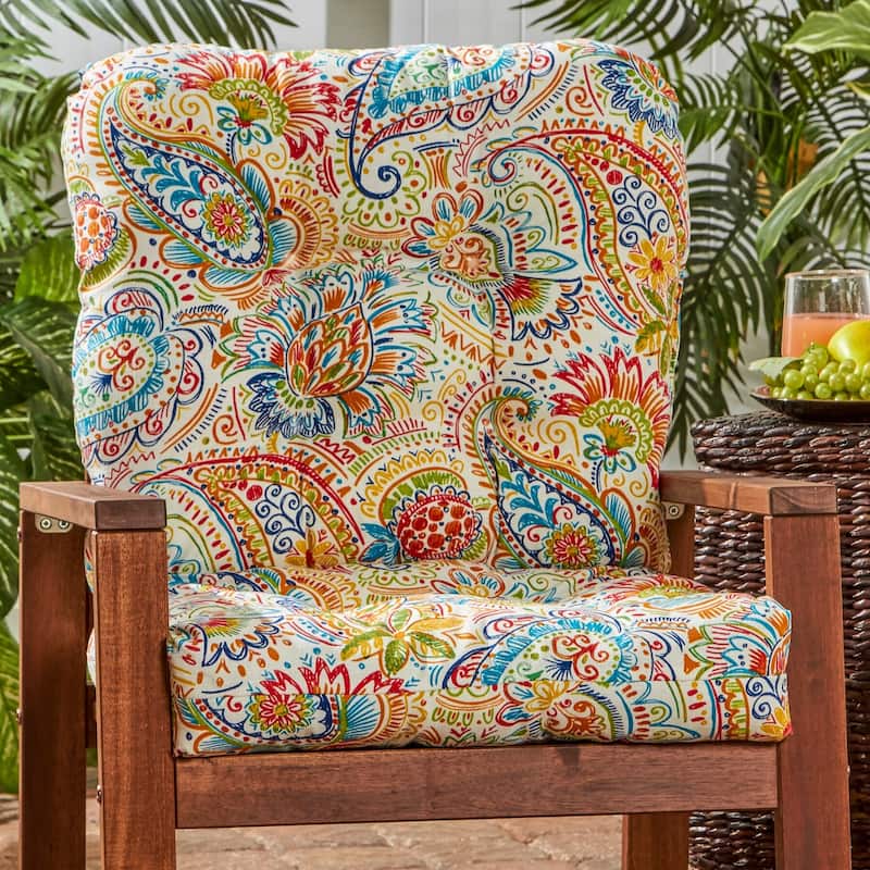 Painted Paisley Outdoor Seat/Back Chair Cushion (Cushion Only)