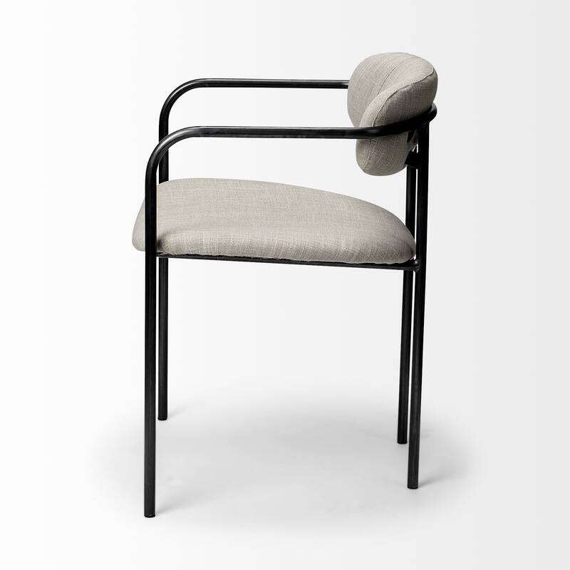 Parker Beige Fabric Seat With Gun Metal Gray Metal Frame Dining Chair - 21.5L x 21.1W x 28.7H