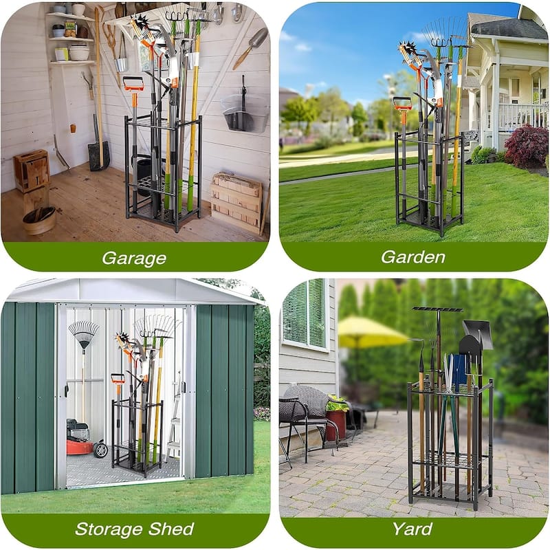 Sttoraboks Garden Tool Organizer, Yard Tool Tower Rack for Garage Organization Storage, Up to 35 Tools