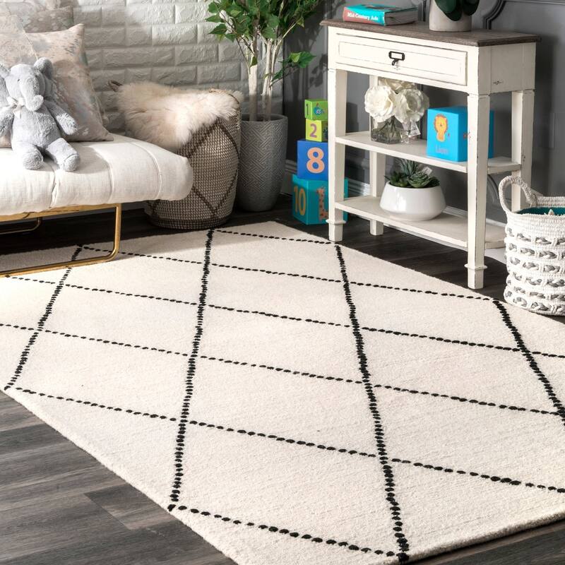 Nuloom Handmade Dotted Trellis Wool Kids Nursery Rug
