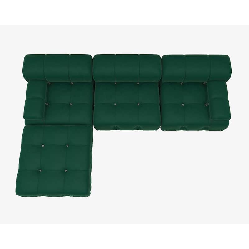 104" Wide Velvet Reversible Modular Sofa & Chaise with Ottoman