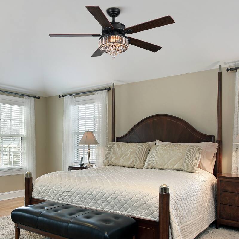 CO-Z 52 Inch Crystal Chandelier Ceiling Fan with Lights and Remote