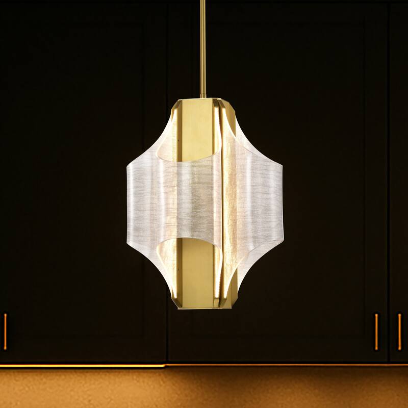 Idris LED 4 Light Pendant Vintage Brass Finish Light Guide Panels - Vintage Brass
