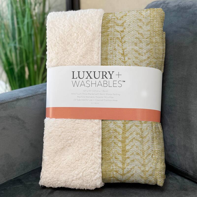 Premium Machine Washable Contemporary Sherpa Throw Blanket
