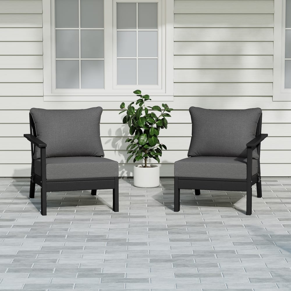 Birchwood All Weather HDPE Outdoor Patio Deep Seating Black Loveseat (2-Piece)