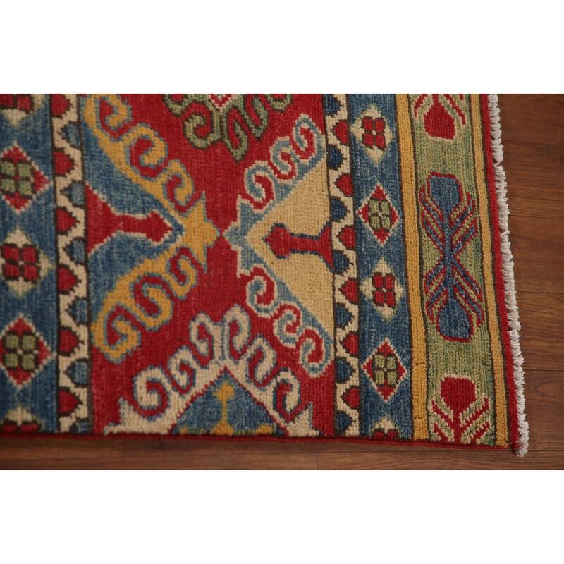 Striped Kazak Oriental Area Rug Handmade Wool Carpet - 6'7" x 9'10"