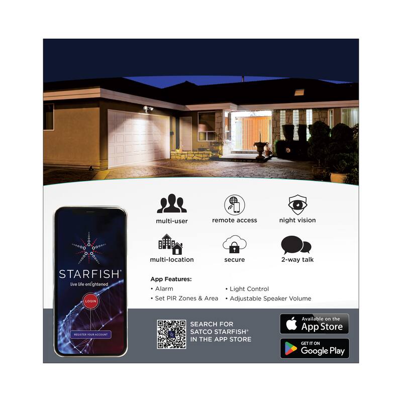 Starfish Bullet SMART Security Light w/Camera 20W 3000K CCT Black