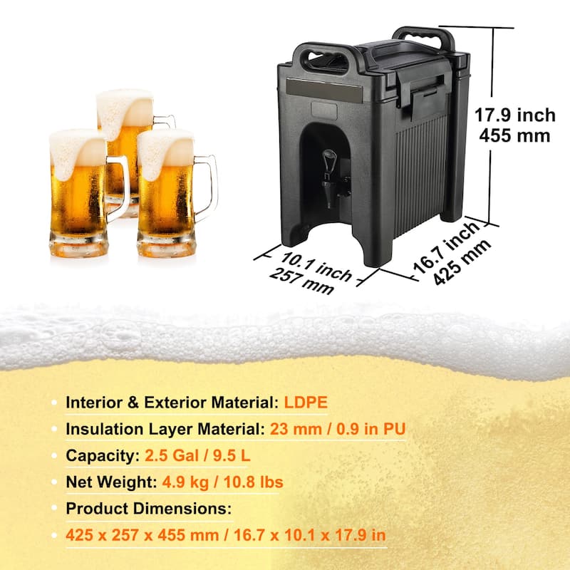 Insulated Beverage Dispenser for Hot Tea Coffee Water Restaurant Drink Shop