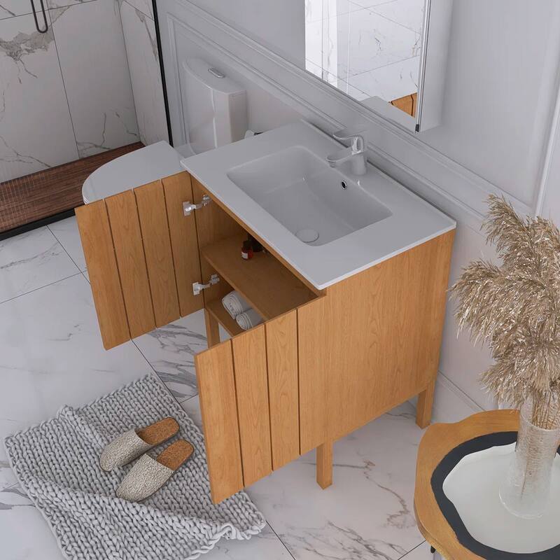 30" Freestanding Bathroom Vanity with White Ceramic Sink - 29.92'' x 18.31'' x 33.46''