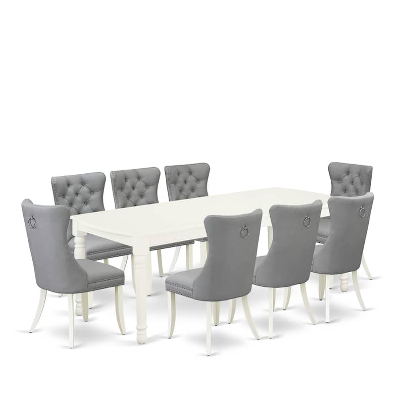 East West Furniture Dining Room Set Contains a Rectangle Kitchen Table and Chairs, Linen White (Pieces Options) - DODA9-LWH-27