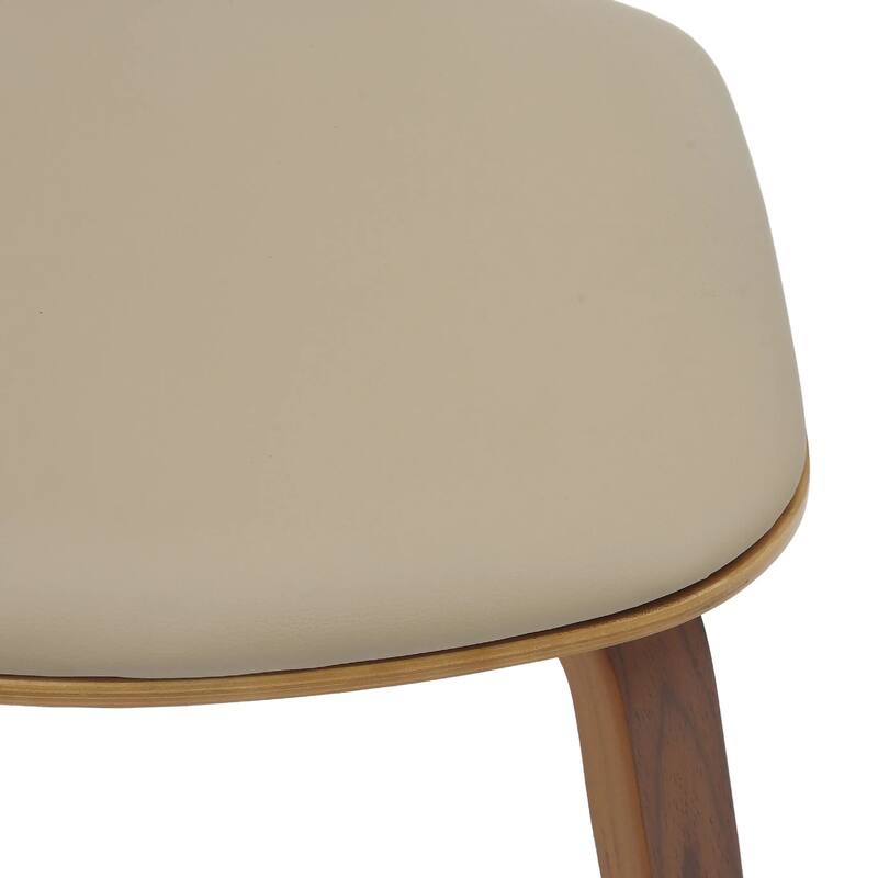 Clivo Leather Dining Chair with Open-Back and Poplar Wood Legs for Kitchen or Dining Room Set of 2